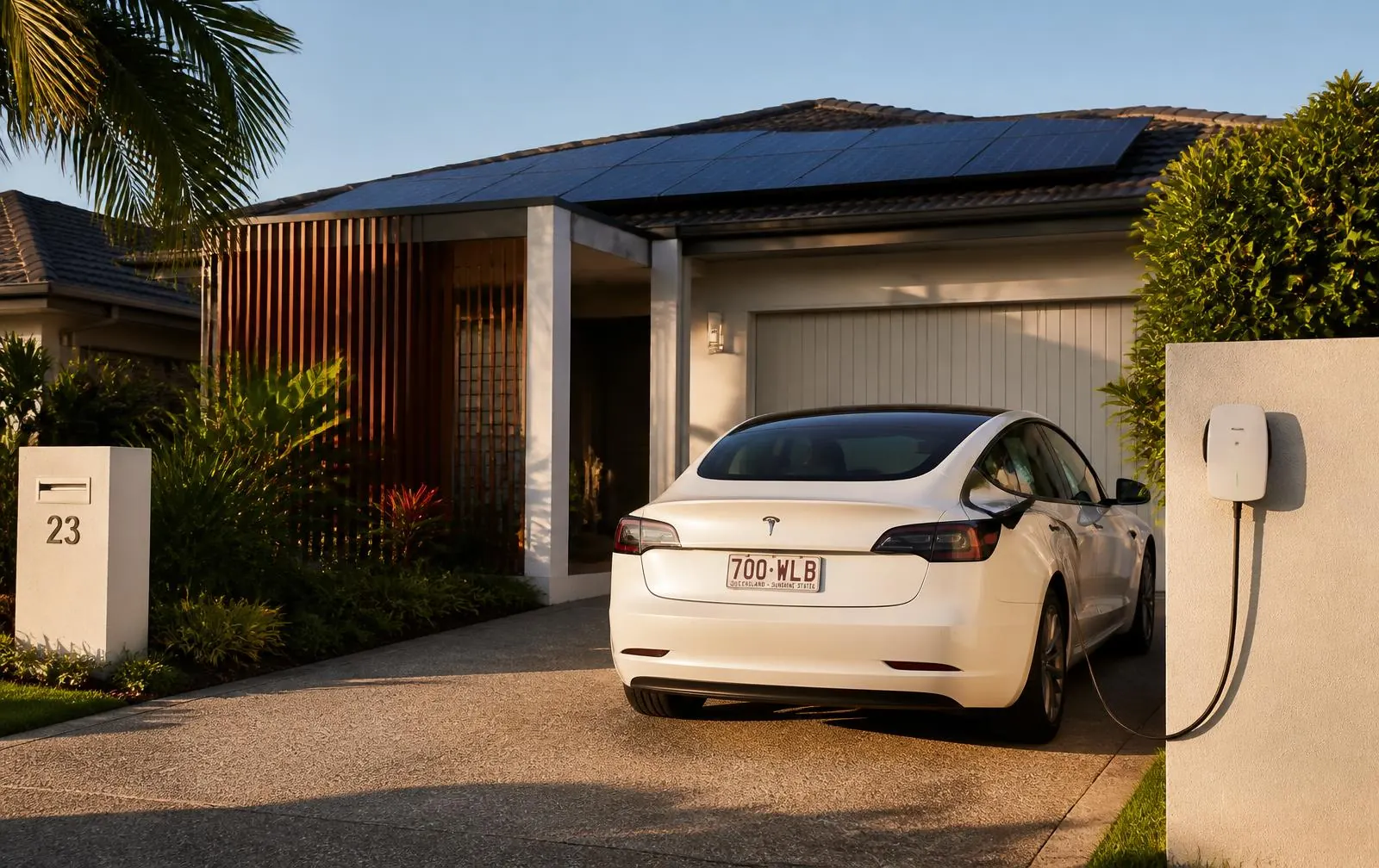 Solar-powered EV charging at a Perth home